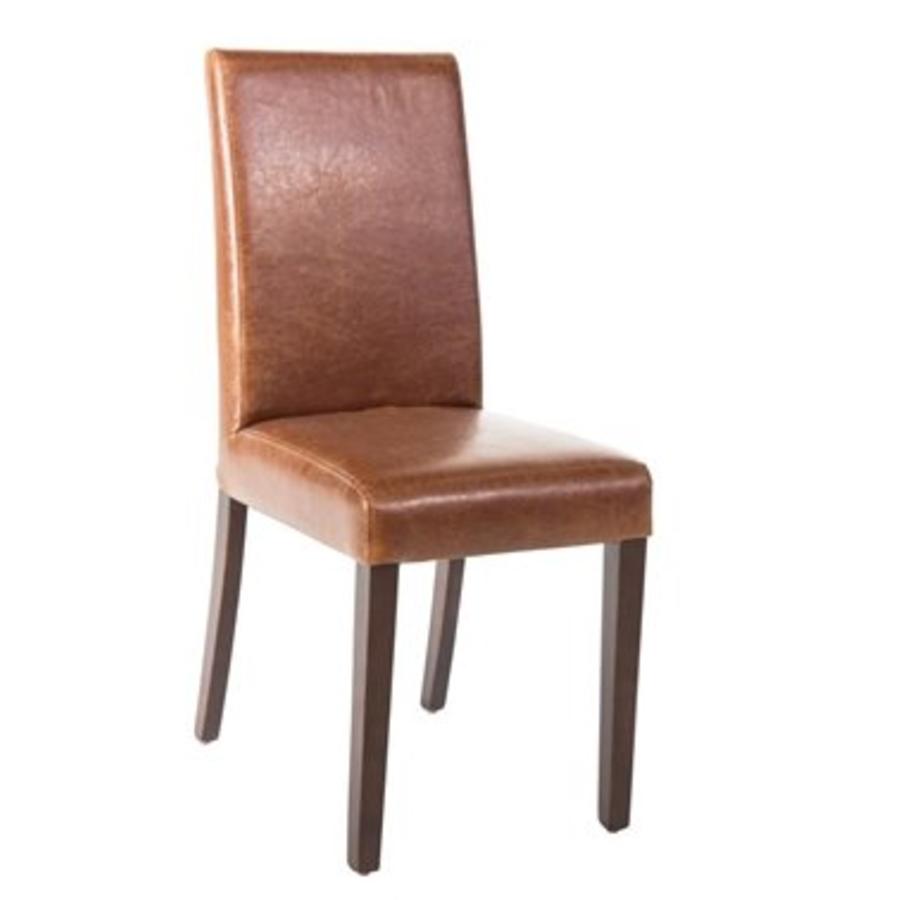 Chaise en similicuir marron style antique | 2 pièces