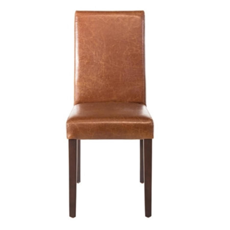 Chaise en similicuir marron style antique | 2 pièces