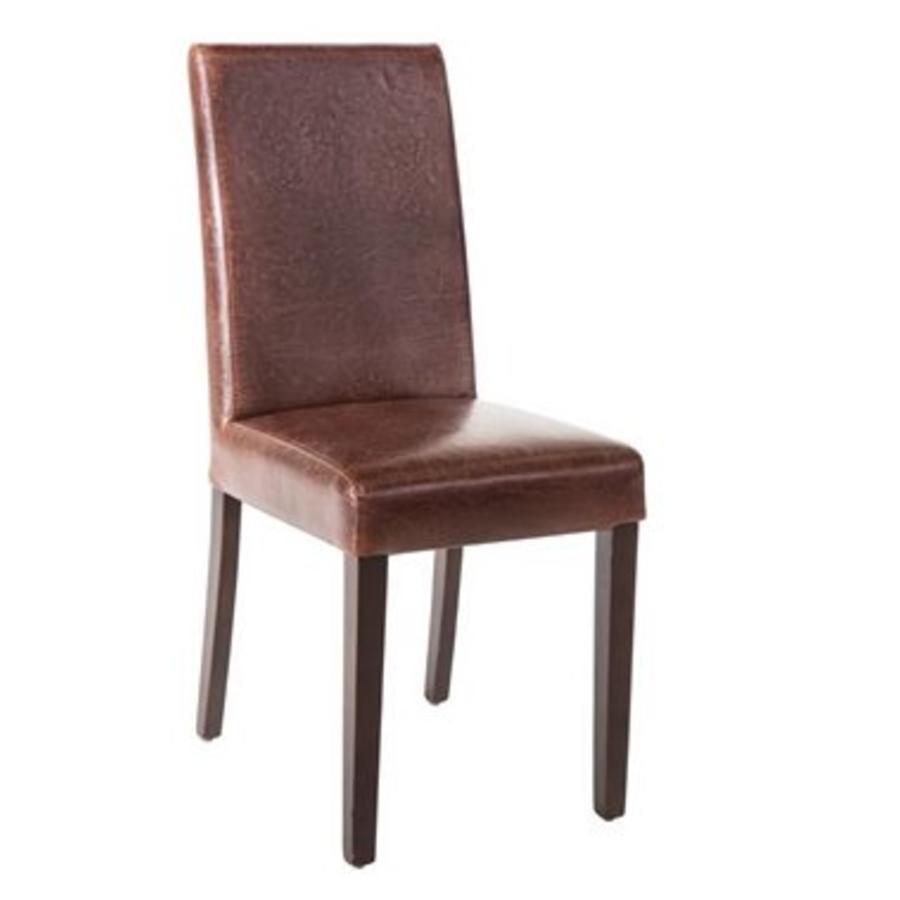Chaise Bolero en similicuir marron foncé style antique | 2 pièces