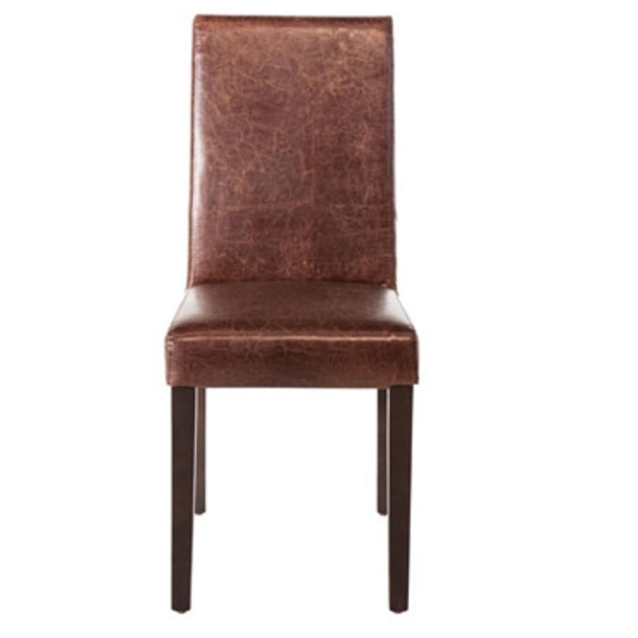 Chaise Bolero en similicuir marron foncé style antique | 2 pièces