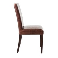 Chaise Bolero en similicuir marron foncé style antique | 2 pièces