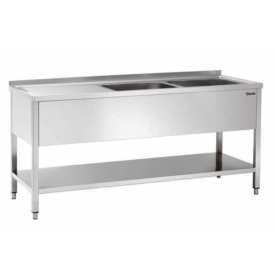 Sink table | stainless steel | 2 sinks | 180x70x85 cm