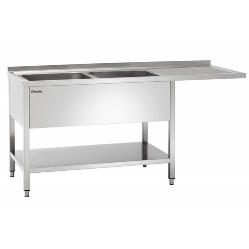  Bartscher Waschbecken | Unternehmen | Edelstahl | 2 Waschbecken links | 180x70x85 cm 