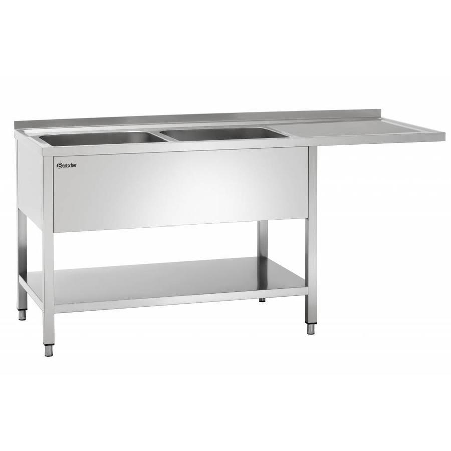 Sink table | Undership | stainless steel | 2 sinks left | 180x70x85 cm