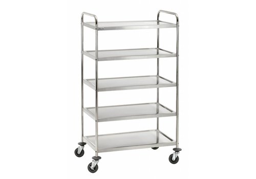  Bartscher Chariot de service | 5 feuilles | acier inoxydable | 154 x 92 x 60 cm 