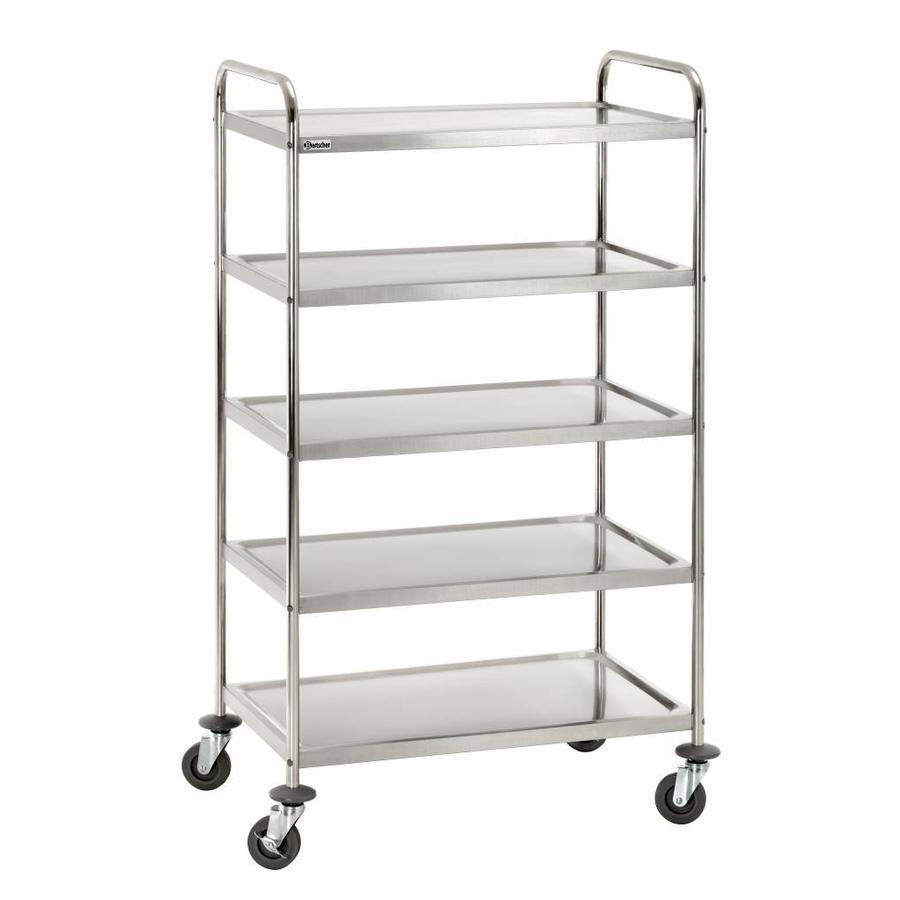 Servierwagen | 5 Blatt | Edelstahl | 154 x 92 x 60 cm