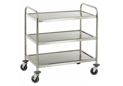  Bartscher Chariot de service / Chariot de transport en acier inoxydable avec 3 étagères 94(h)x92x60cm 
