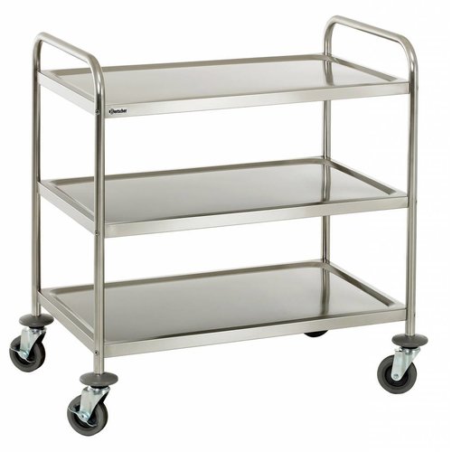  Bartscher Chariot de service / Chariot de transport en acier inoxydable avec 3 étagères 94(h)x92x60cm 