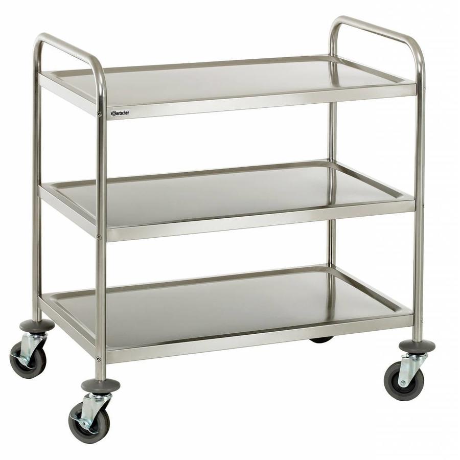 Serving trolley stainless steel / Transport trolley with 3 trays