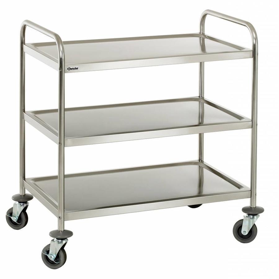Stainless steel serving trolley / Transport trolley with 3 shelves