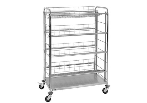  Bartscher Chariot de transport de caisses | 4 étagères grillagées | 161(h)x108x57cm | 