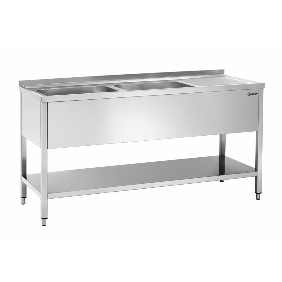 Sink table | stainless steel | 2 sinks | 160x70x85 cm