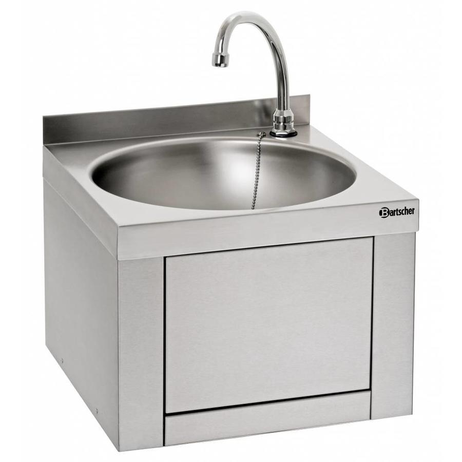 Knee-operated hand wash basin