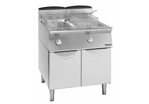  Bartscher Friteuse à gaz avec socle - 2 x 13 litres 