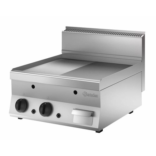  Bartscher Professionele Grillplaat | Gas| Glad&Geribbeld | 40x65x29,5 cm 