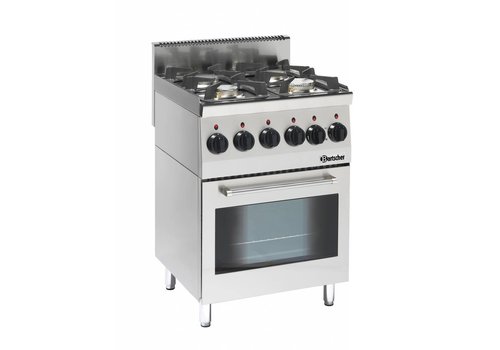  Bartscher Cuisinière à gaz avec four multifonctionnel | 4 brûleurs 