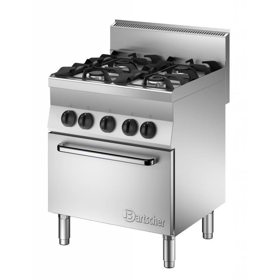 Cuisinière à gaz 4 feux avec four électrique 1/1 GN