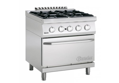  Bartscher Cuisinière à gaz avec four à gaz | 4 brûleurs 