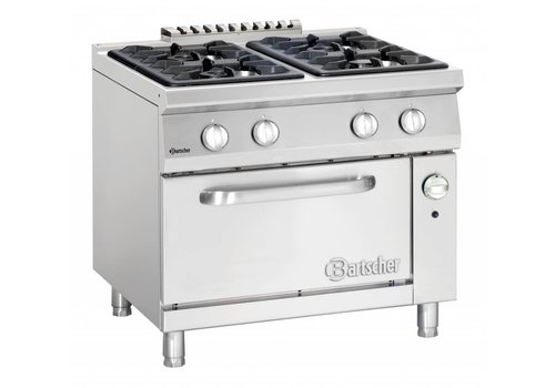  Bartscher Cuisinière à gaz avec four à gaz | 4 brûleurs 