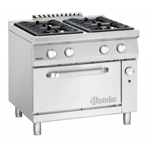  Bartscher Cuisinière à gaz avec four à gaz | 4 brûleurs 