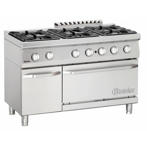  Bartscher Cuisinière à gaz avec four à gaz | 6 brûleurs 