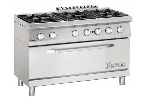  Bartscher Cuisinière à gaz avec 1 grand four à gaz | 6 brûleurs 