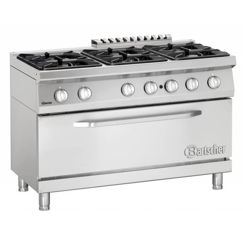  Bartscher Cuisinière à gaz avec 1 grand four à gaz | 6 brûleurs 