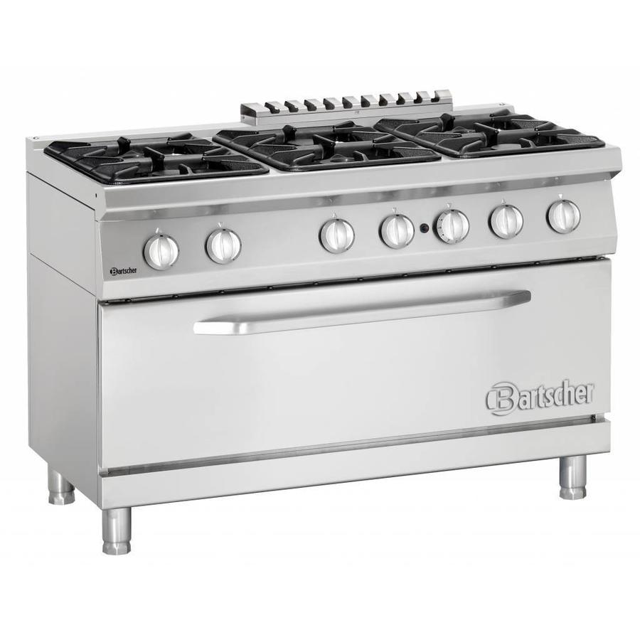 Cuisinière à gaz avec 1 grand four à gaz | 6 brûleurs