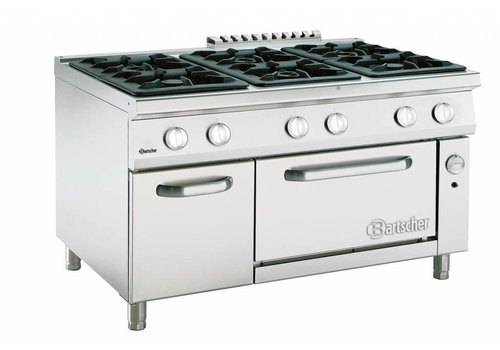  Bartscher Cuisinière à gaz avec four à gaz | 6 brûleurs 
