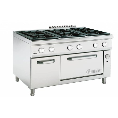  Bartscher Cuisinière à gaz avec four à gaz | 6 brûleurs 