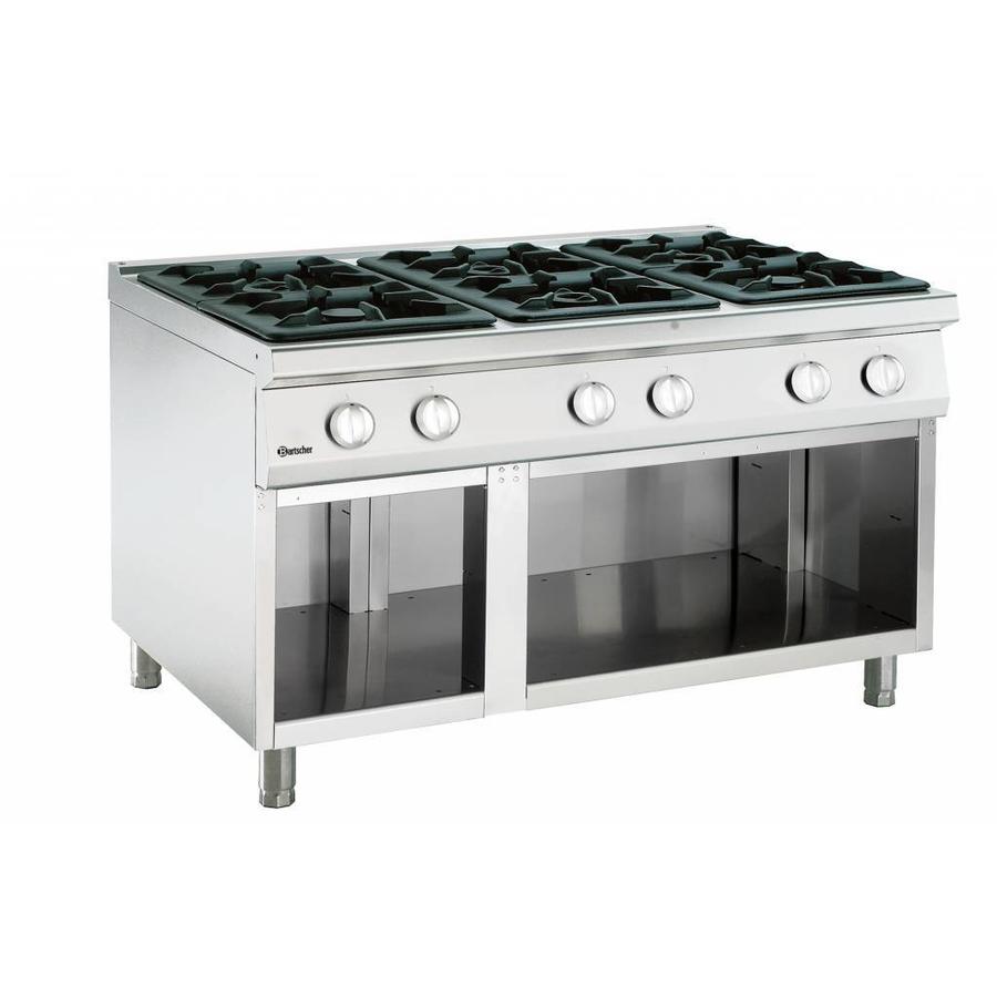Gas stove with open base | 6 burners