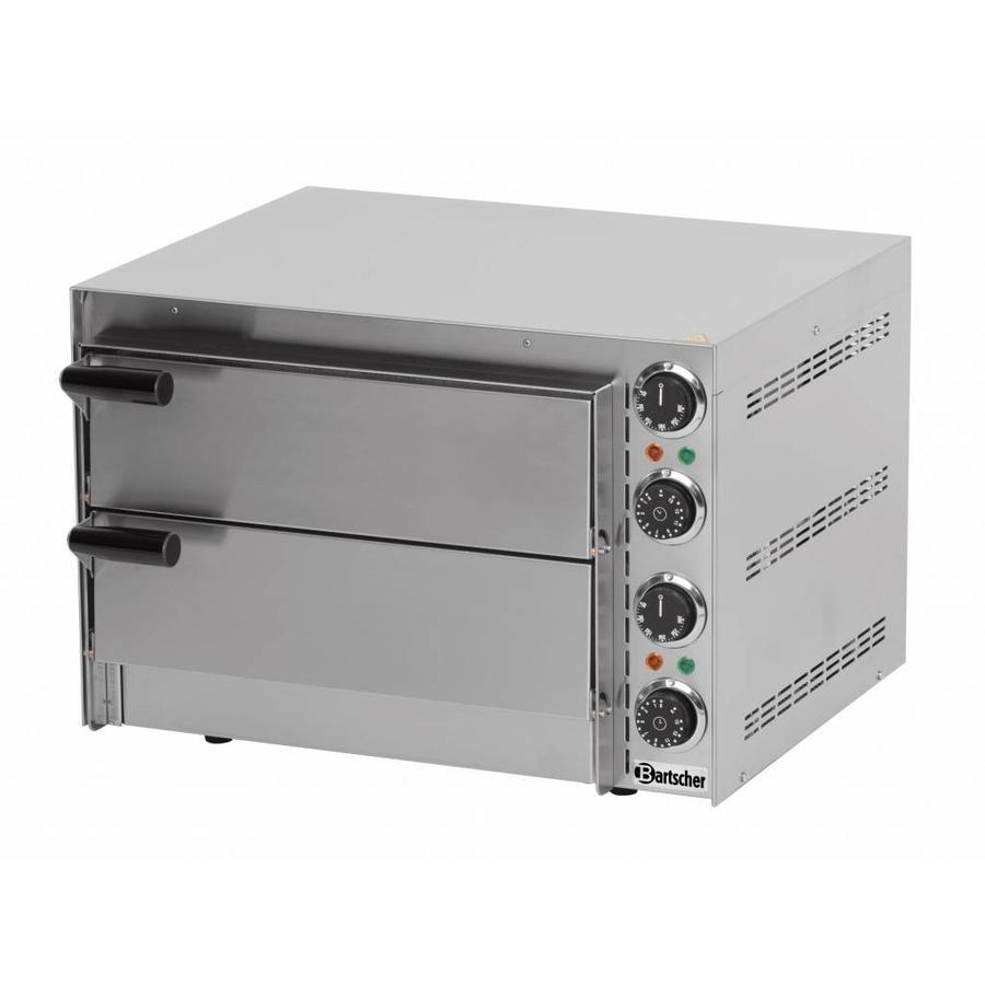 Doppelter Edelstahl-Pizzaofen 2700 Watt | 2 Pizzen