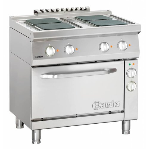  Bartscher Elektroherd mit Backofen | 4 quadratische Teller 