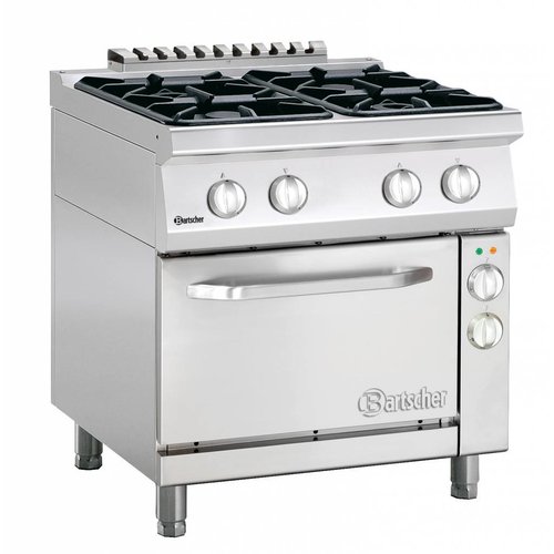  Bartscher Cuisinière à gaz avec four électrique | 4 brûleurs 