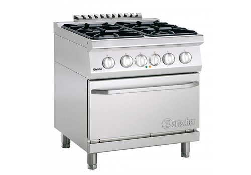  Bartscher Cuisinière à gaz avec four électrique | 4 brûleurs 