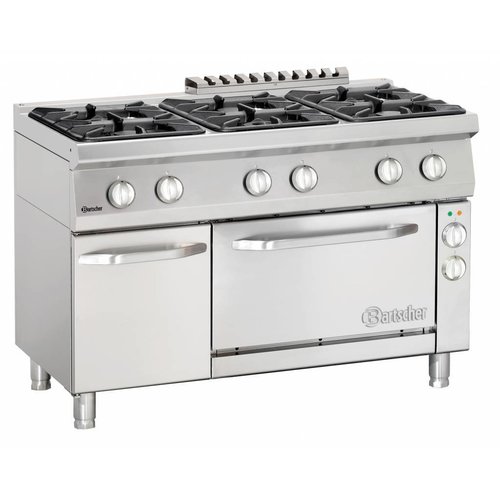  Bartscher Cuisinière à gaz de restauration avec four électrique | 6 brûleurs 