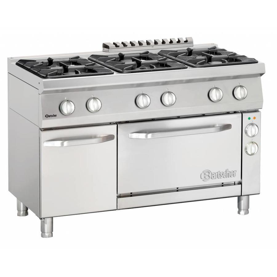 Cuisinière à gaz de restauration avec four électrique | 6 brûleurs