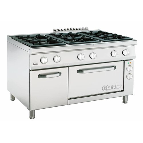  Bartscher Cuisinière à gaz 6 feux Série 900 avec four électrique 2/1 GN 