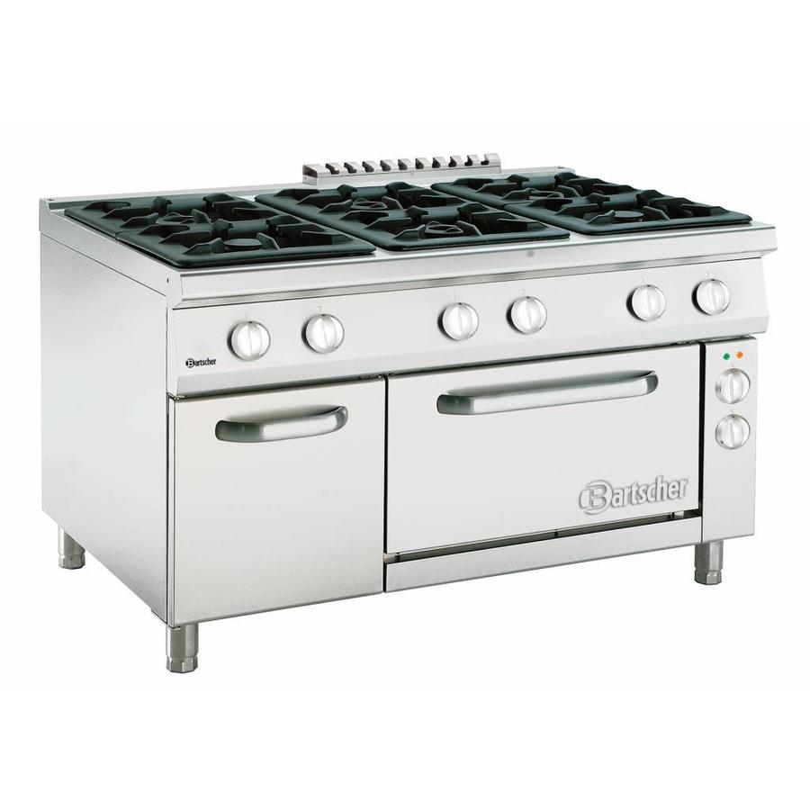 Cuisinière à gaz 6 feux Série 900 avec four électrique 2/1 GN