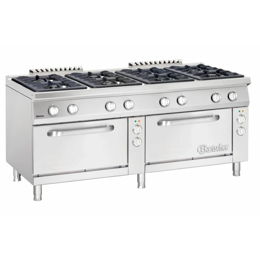 Cuisinière à gaz avec 2 fours électriques | 8 brûleurs