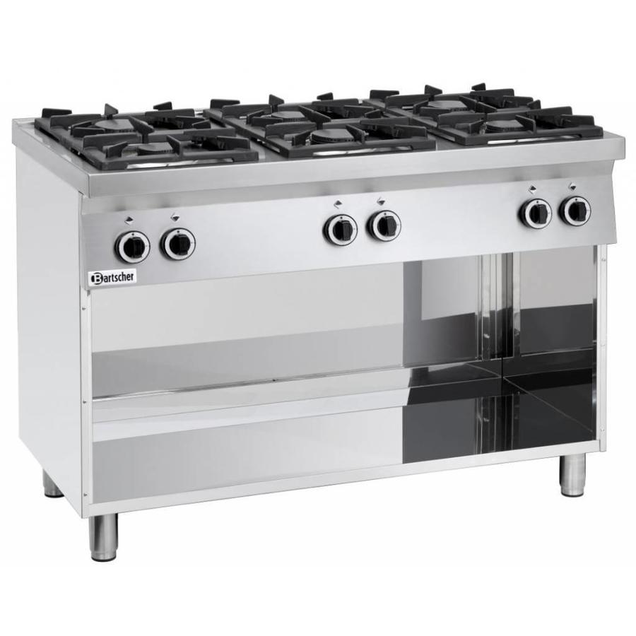 Gas stove with open base | 6 burners