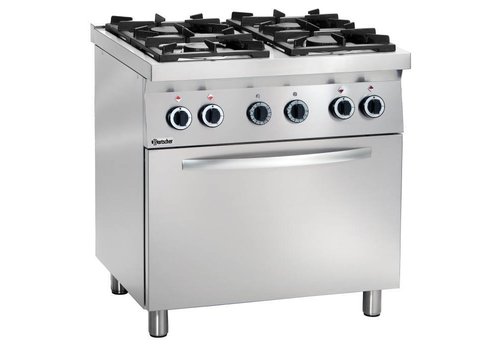  Bartscher Steel Gas Stove with Electric Oven | 4 Burners 