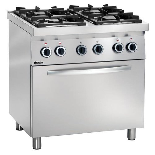  Bartscher Steel Gas Stove with Electric Oven | 4 Burners 