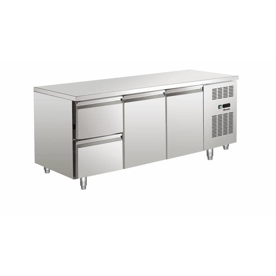 Etabli réfrigéré inox 2 portes / 2 tiroirs | 179 x 70 x 85 cm