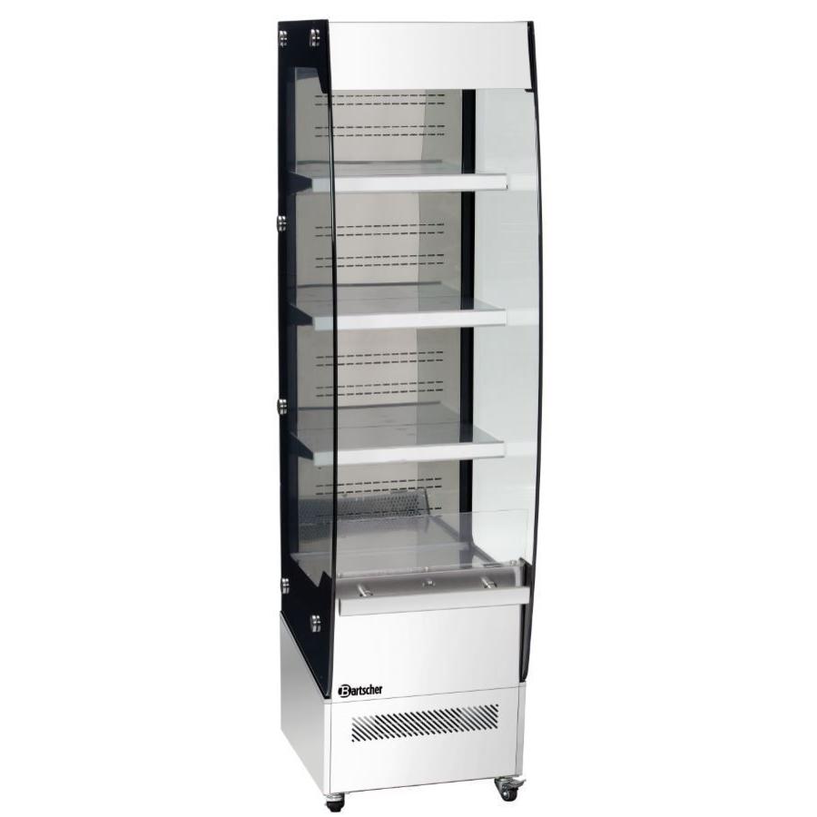 Wall display case with wheels - 220 liters - stainless steel - LED lighting