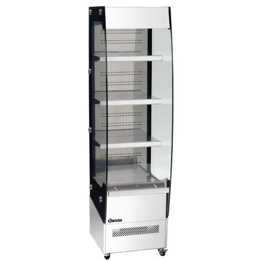 Wandvitrine mit Rollen - 220 Liter - Edelstahl - LED-Beleuchtung