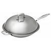 Bartscher Poêle Wok en acier inoxydable à base ronde + couvercle | 38 cm Ø