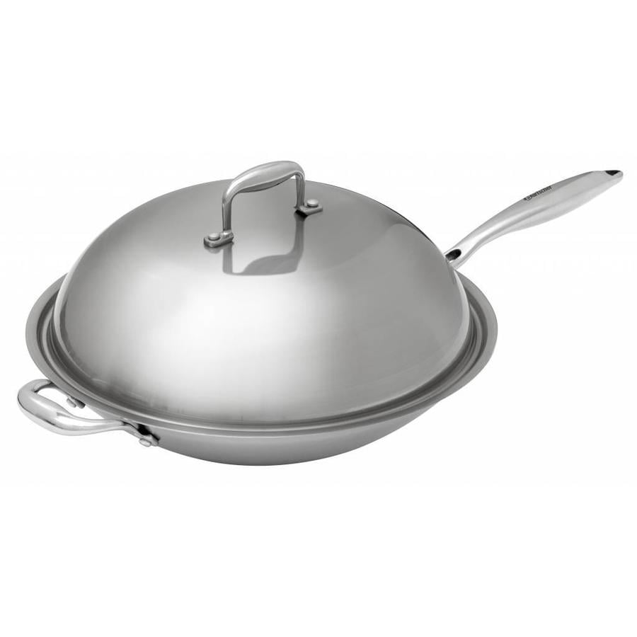 Stainless Steel Wok Pan Round Bottom + Lid | 38cm diameter