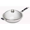 HorecaTraders Poêle Wok de Restauration Fond Rond + Couvercle | 36 cm Ø