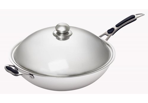  HorecaTraders Horeca Wok Pan Round Bottom + Lid | 36cmØ 